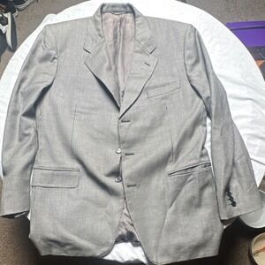 Lanvin Men's Houndstooth Wool Blazer Gray Black White Single-Breasted 3-Button